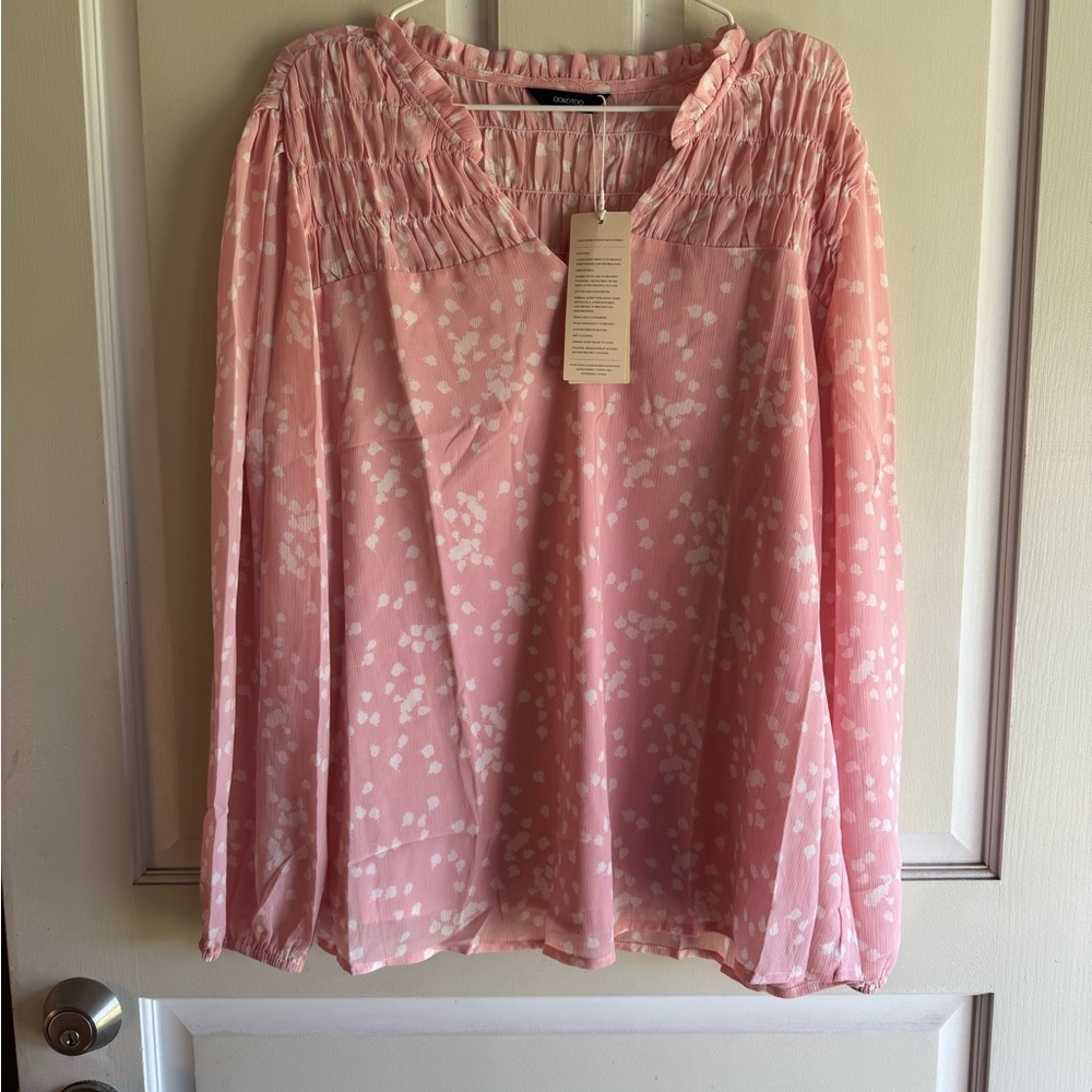 Dokotoo Alicia Floral Print Smocked Long Sleeve Chiffon Blouse Size XL NWT - Picture 3 of 11